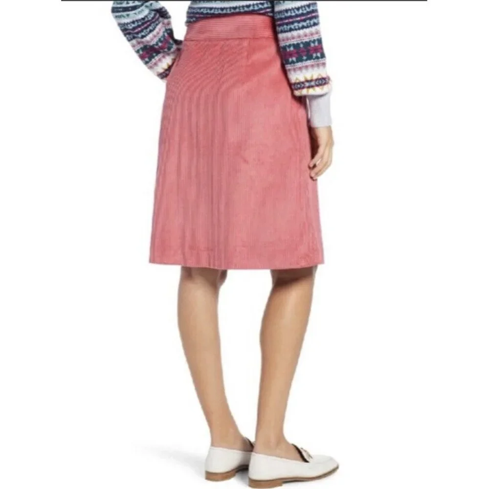 1901 Womens A Line Corduroy Skirt Pink Pleated‎ Lined Pockets Cotton SZ 18